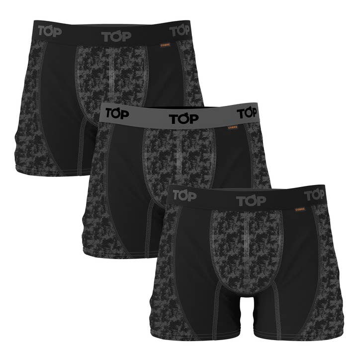TOP - Vente Sous-vêtements – homme - Boxer cuivré pour homme, lot de 3, microfibre et cuivre