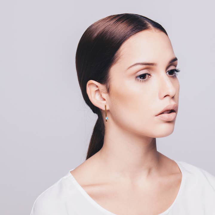 Tubes Gold Plated Swarovski Crytal Post Earrings for wholesale by Viviane Guenoun