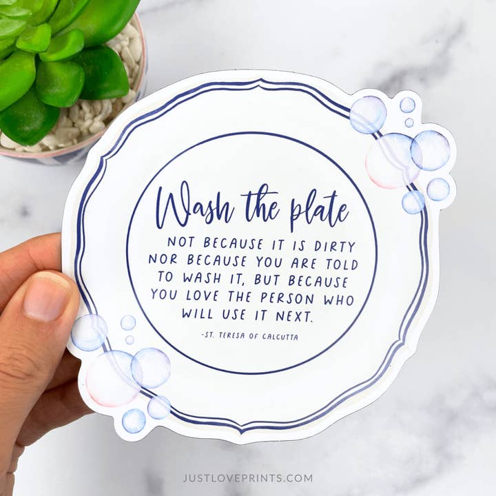 Lavez l'aimant de l'assiette Sainte Teresa de Calcutta pour la vente par Just Love Prints - Catholic Stickers & Gifts