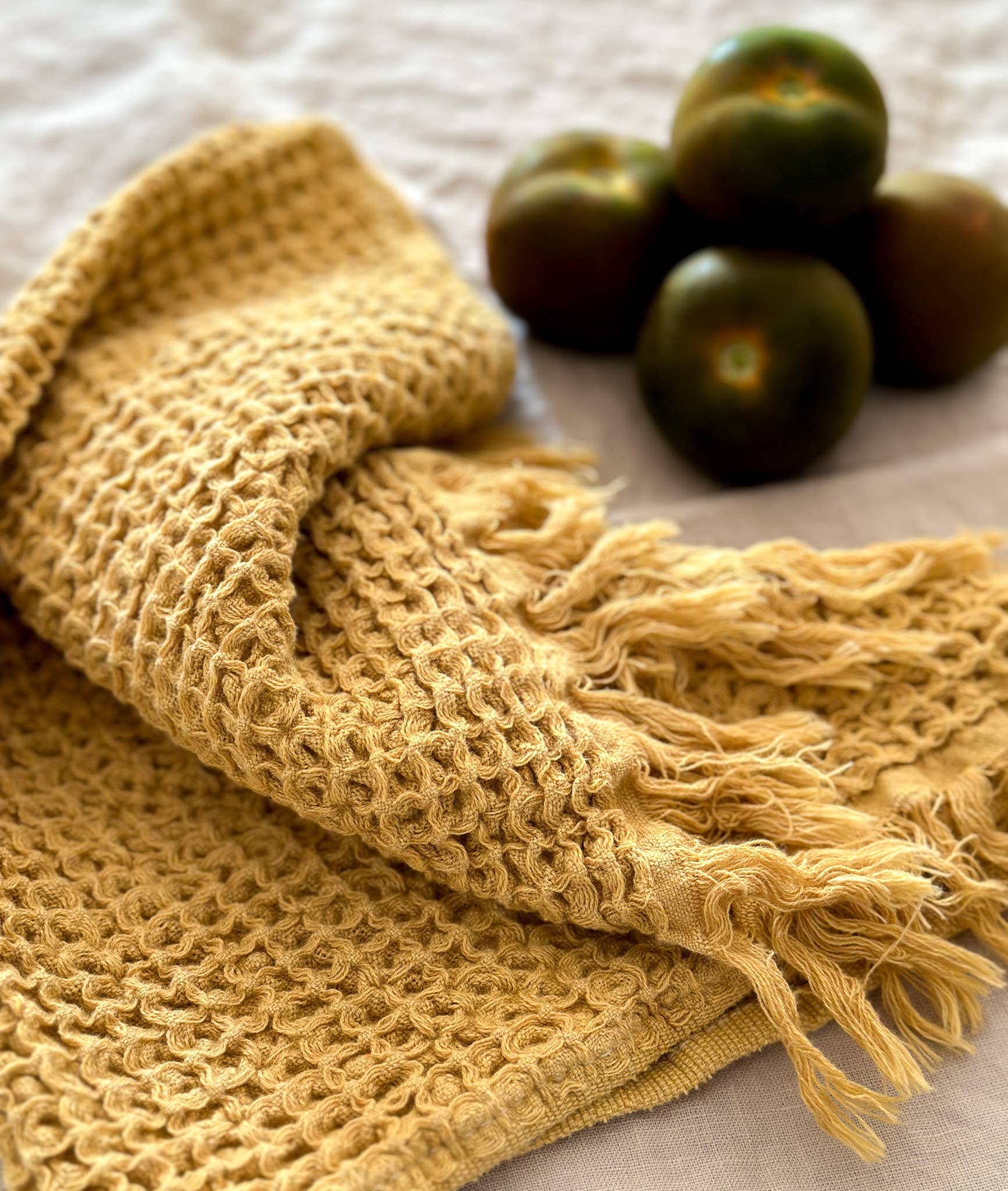My Kitchen Linens - Wholesale Tea Towel - Set of 2 Waffle Kitchen Towels with Fringes12