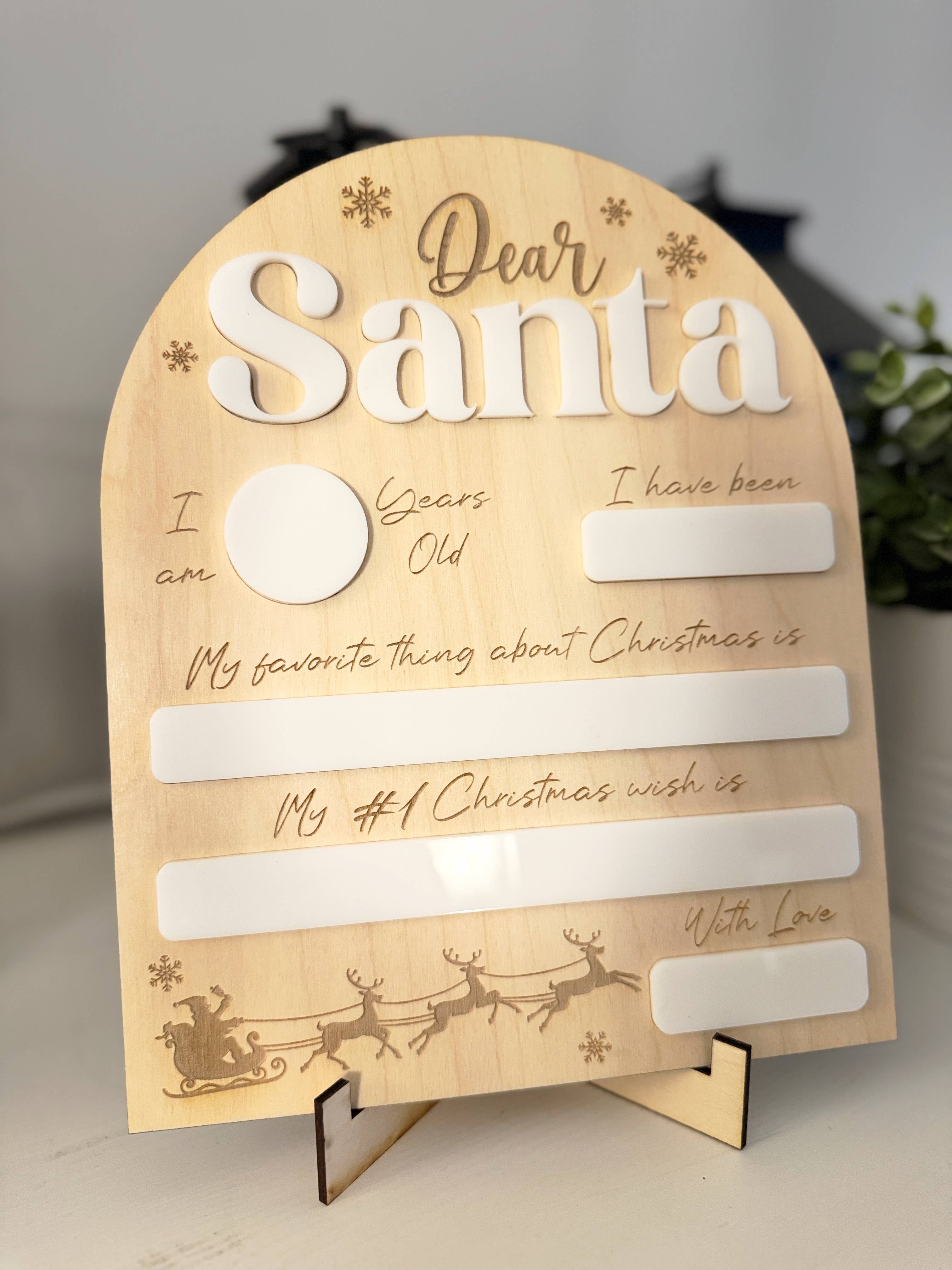 The Wood Shack Gift Co - Wholesale Christmas Decoration - Kids & Baby - Dear Santa Sign - Dry Erase Board Photo Prop for Kids0