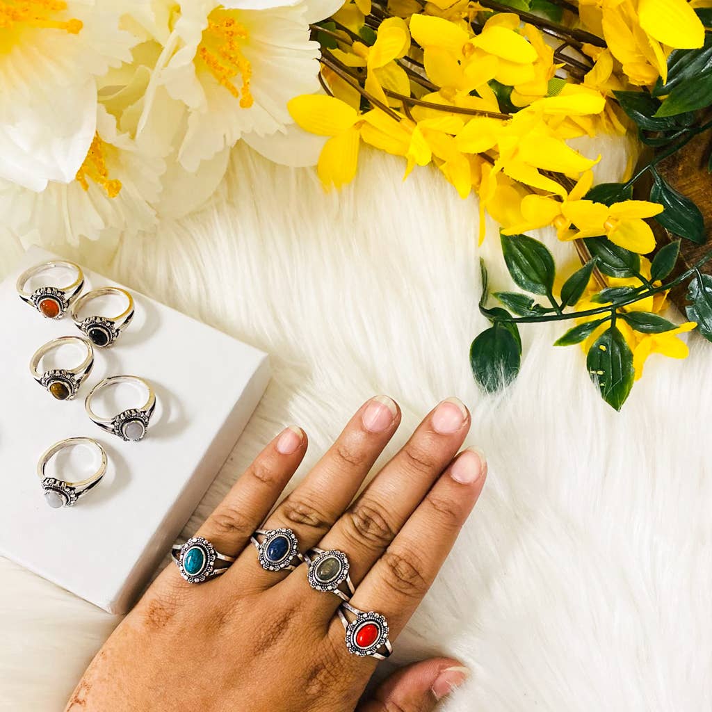 Karma Nepal Crafts - Wholesale Single Stone/Solitaire Ring - 100 Piece Bohemian Silver Crystal StackablRing  ($2.25 each)11