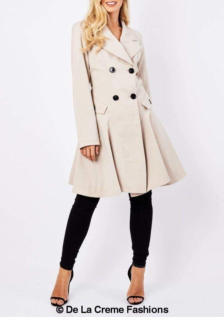 De La Creme Fashions – Engroshandel Frakke - Dame – Dame Forår/Sommer Dobbelt Breasted Flary Mac Coat12