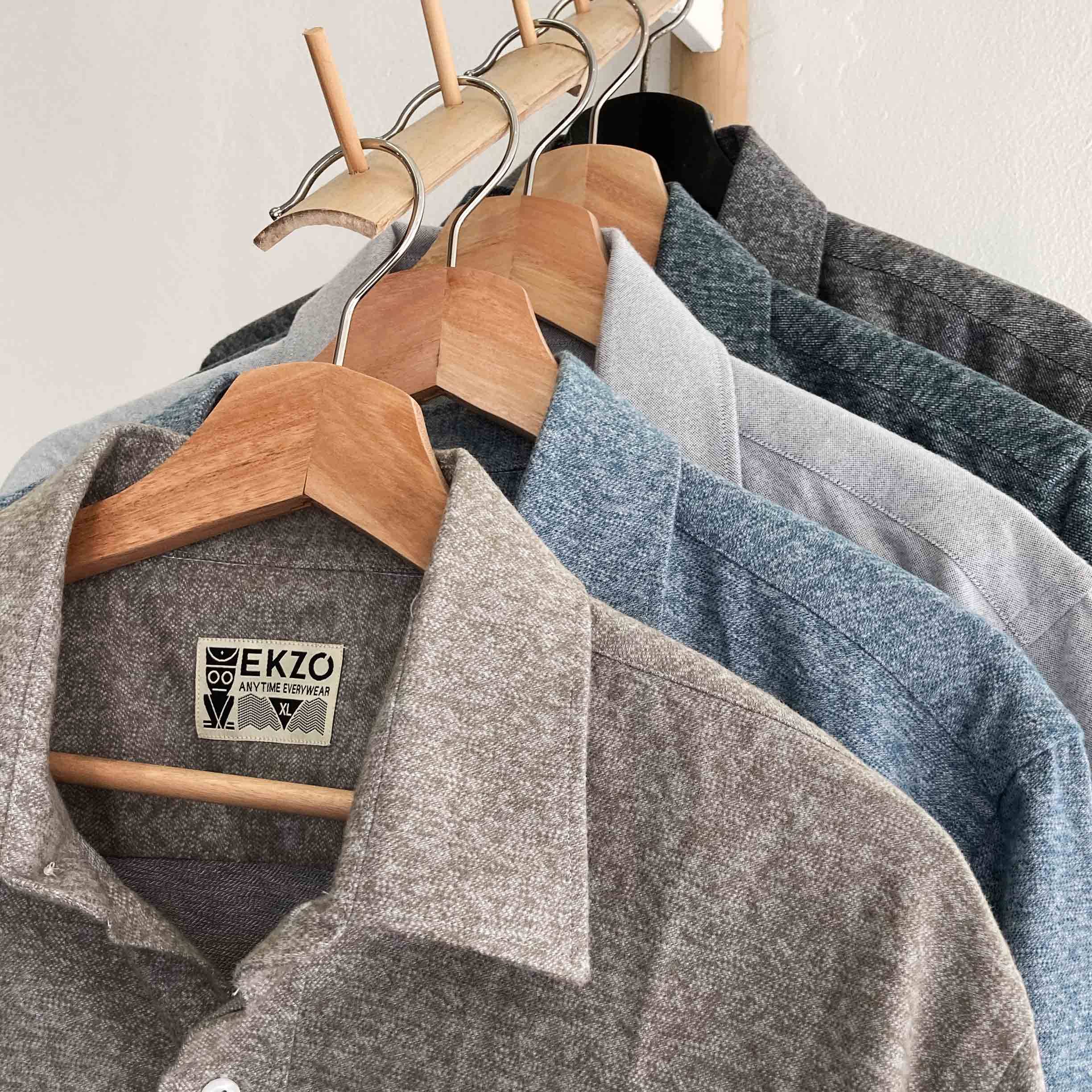 EKZO - Wholesale Button Down Shirt - Men's - Flannel Shirt Heather Opal6