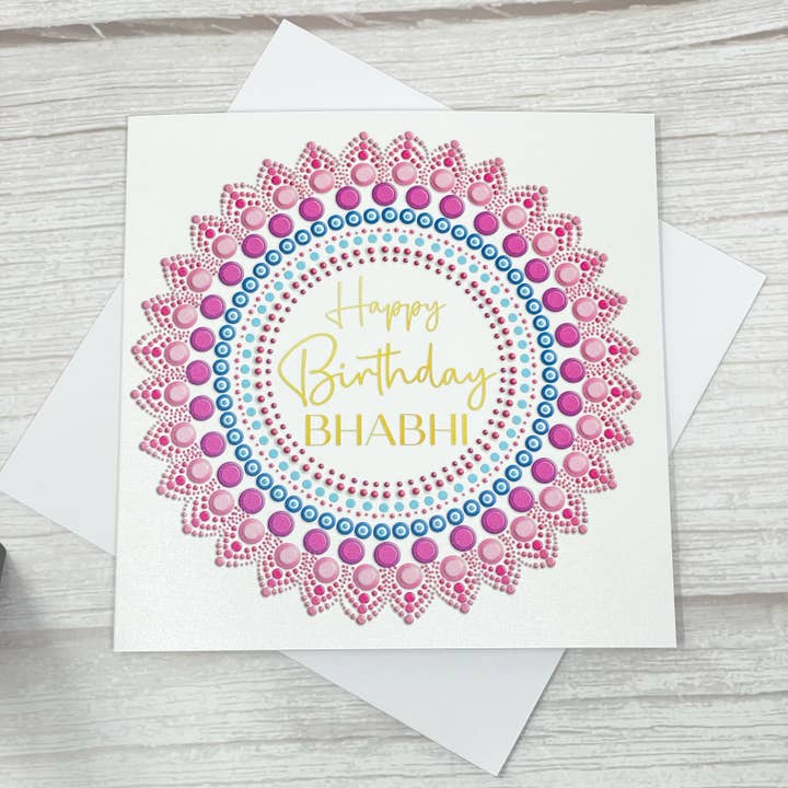 Happy Birthday Bhabhi card | Mandala Birthday card for wholesale by CraftyAniShop