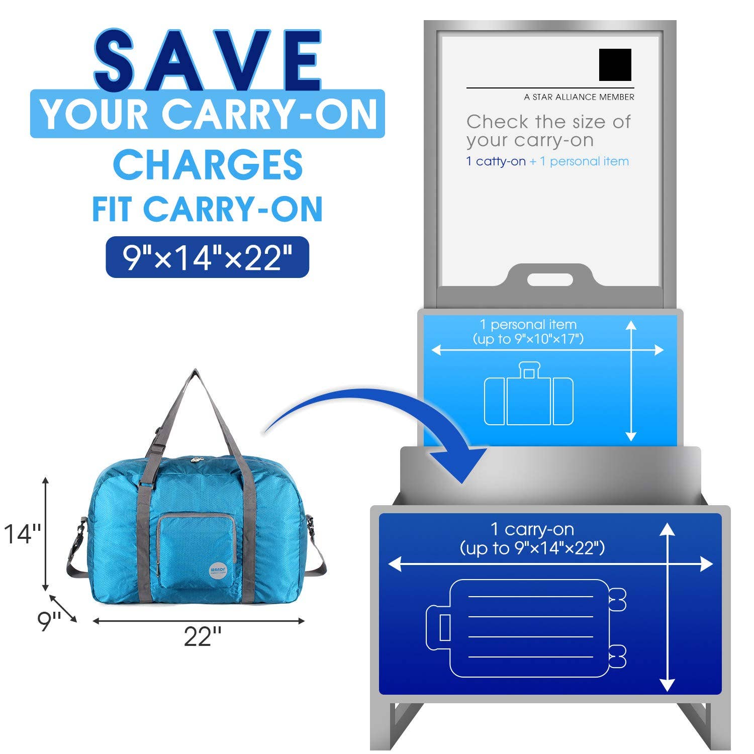 wandf – Saco de viagem - Unissexo por atacado – Mala de viagem Mala Multifuncional de Armazenamento Azul15