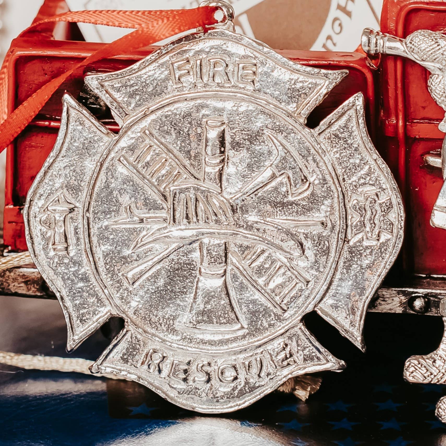 House of Morgan Pewter - Wholesale Ornament - Handmade Firefighter Ornaments - Fire Chief - Fire Truck7