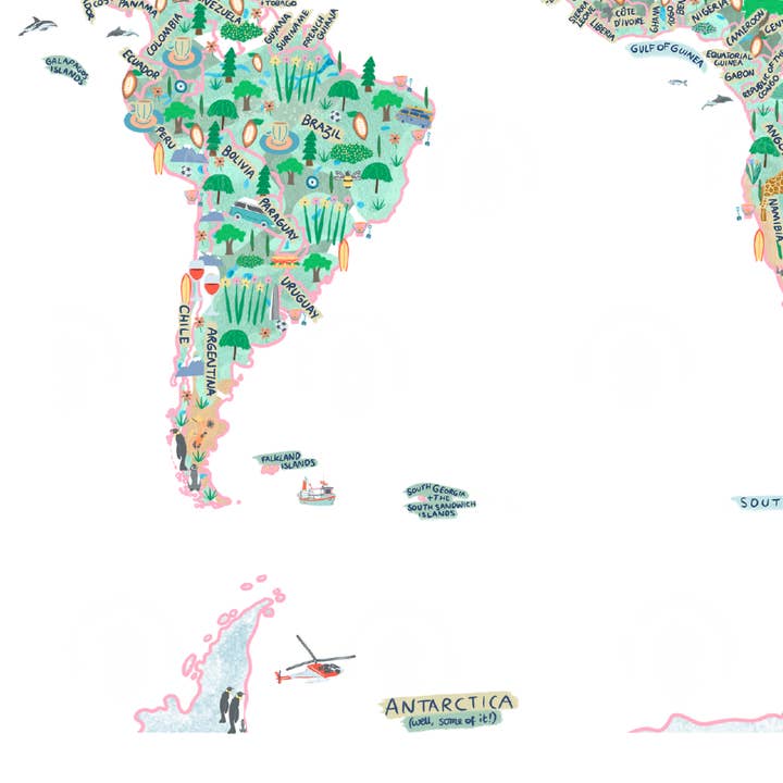 Inky Acorn Designs - Wholesale Art Print - World Map Art Print4