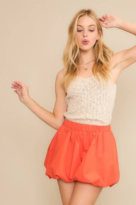 Pink Irene Wholesale - Wholesale Pants - Women's - COTTON BUBBLE BALLON MINI SHORT WITH ELASTIC WAIST19