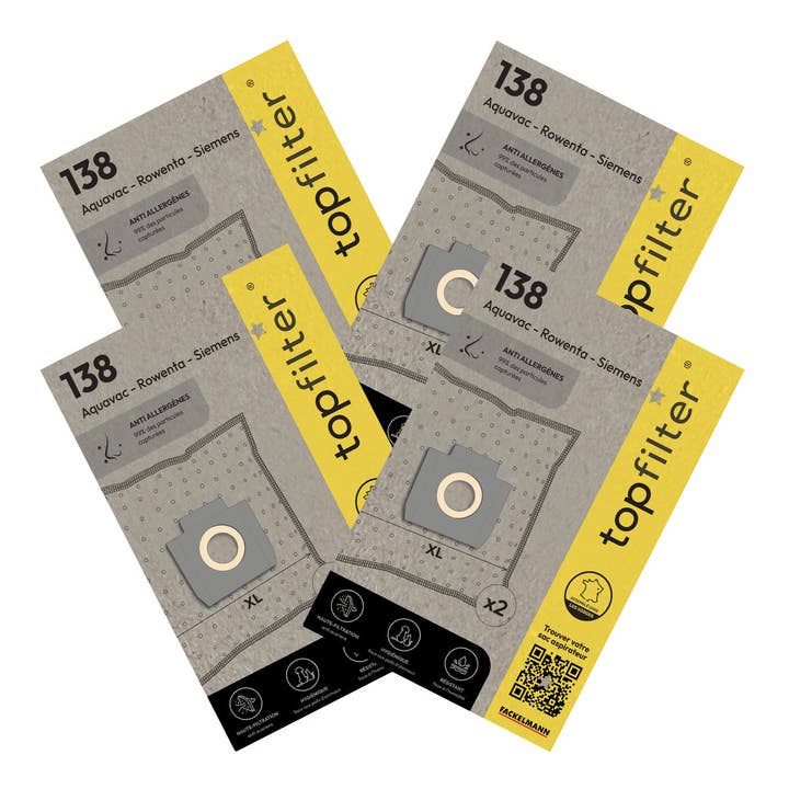 Zenker - Wholesale Vacuum Cleaner - Set of 4 packs of 2 vacuum bags 64138 for Rowenta industrial TopFilter Premium