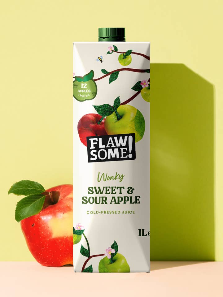 NEW! 1L Sweet & Sour Apple cold-pressed juice for wholesale by Flawsome Brands Limited
