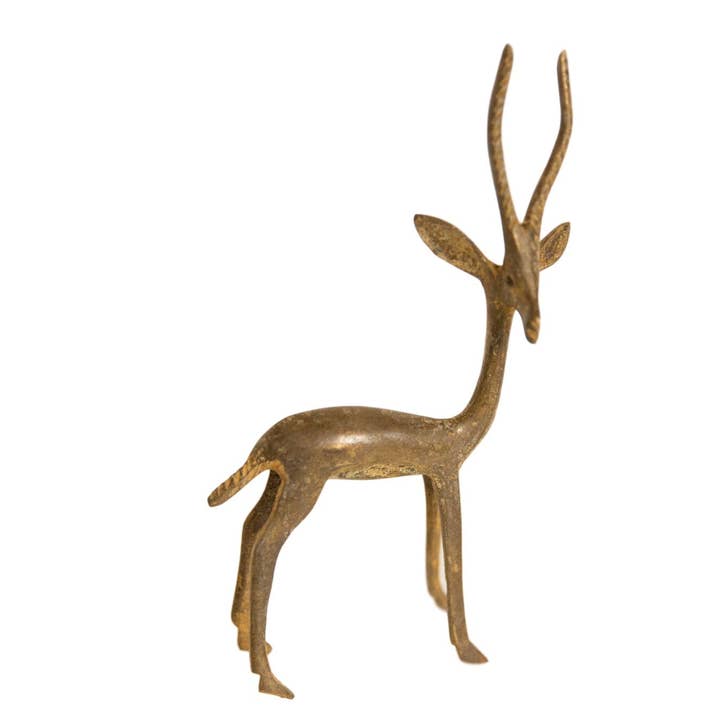 Vintage African Bronze Right Facing Alert Gazelle for wholesale by Old New House