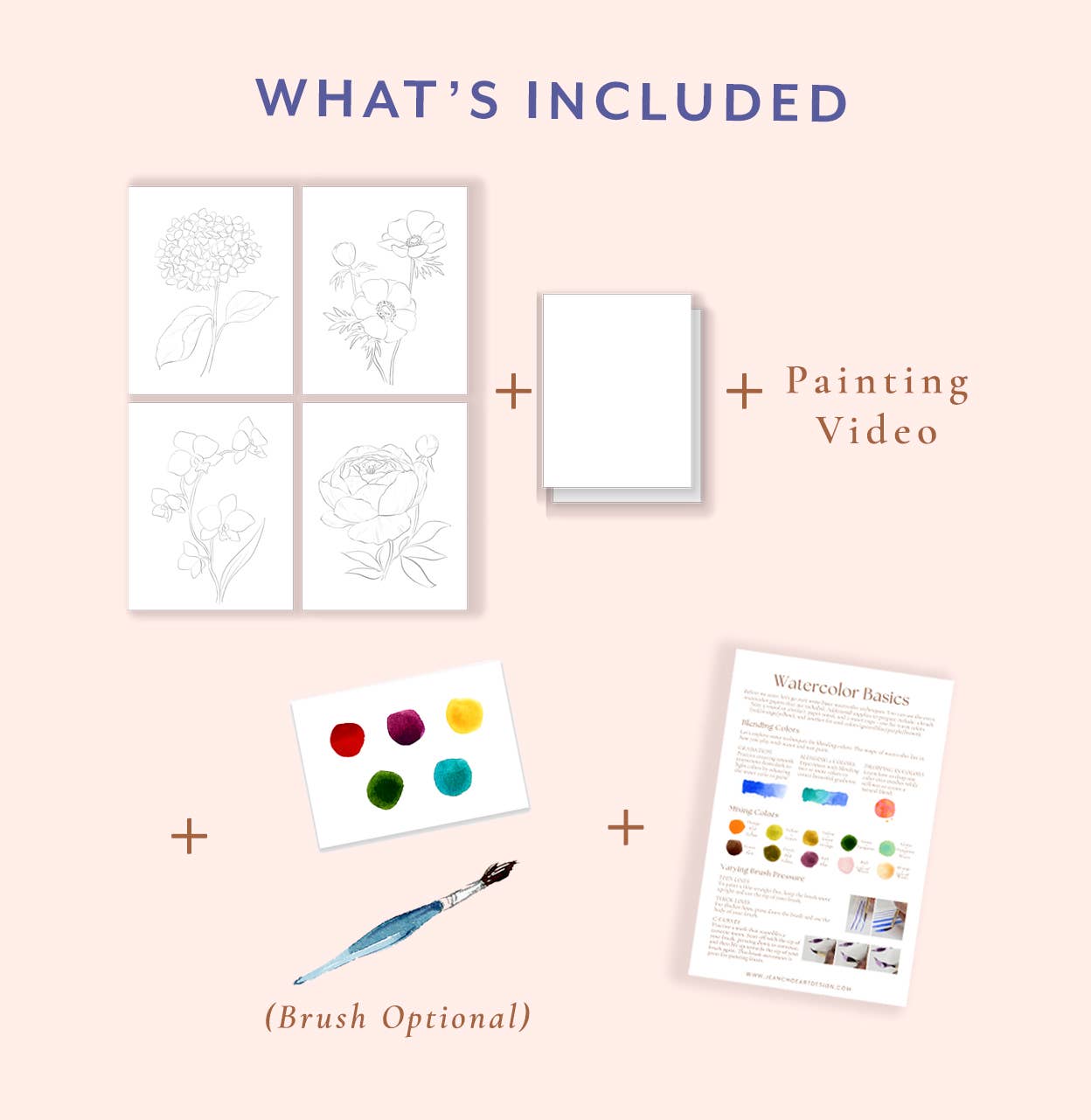 Jean Choe Art & Design - Wholesale DIY Craft Kit - Florals 2 Watercolor Painting Kit: DIY Art Kit for Beginners2