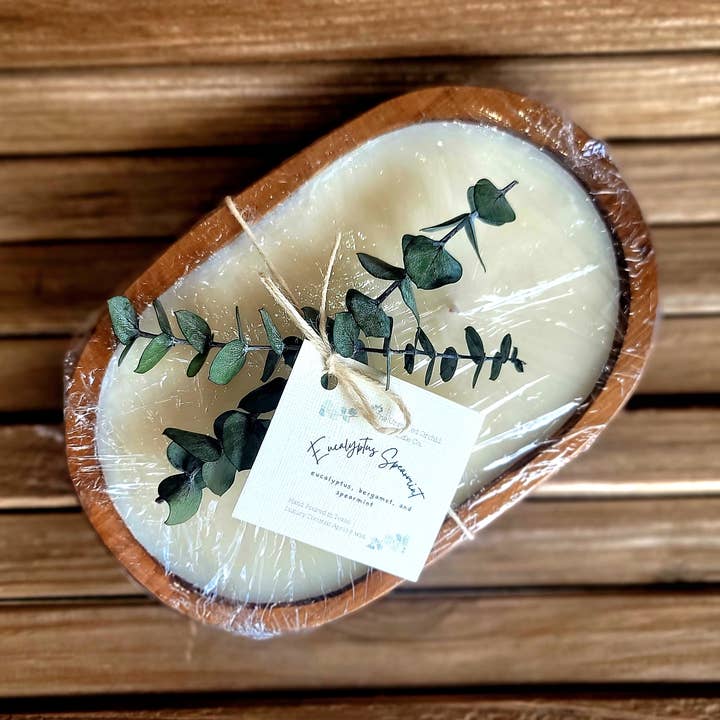 Hand Made Small Dough Bowl Candle - 3 wick, natural & white options for wholesale by The Unrooted Orchid Candle Co.