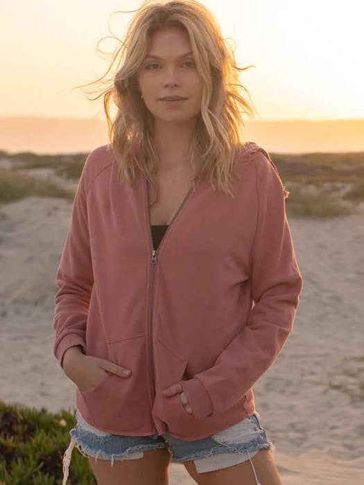 Women's California Wave Wash Zip Hood for wholesale by Comfortloom