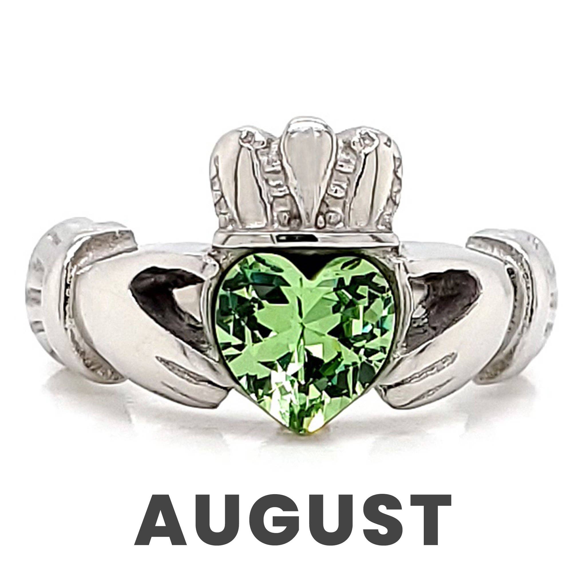 WJW – wholesale Multi-stone ring – White Gold over Brass Claddagh with CZ Birthstone Ring 21