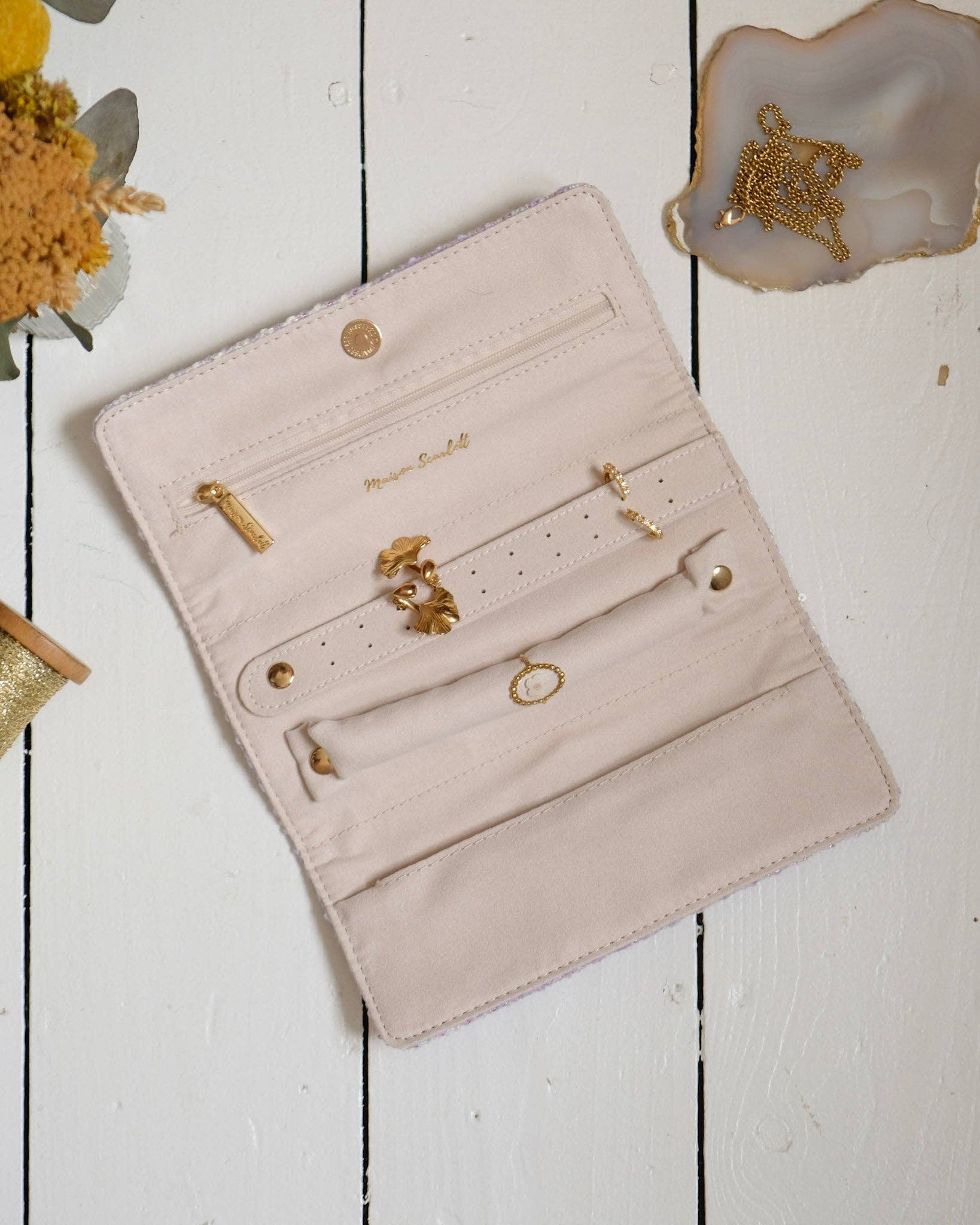 Maison Scarlett - Vente Boîte/rangement à bijoux - Pochette à bijoux Catherine en pied de poule3