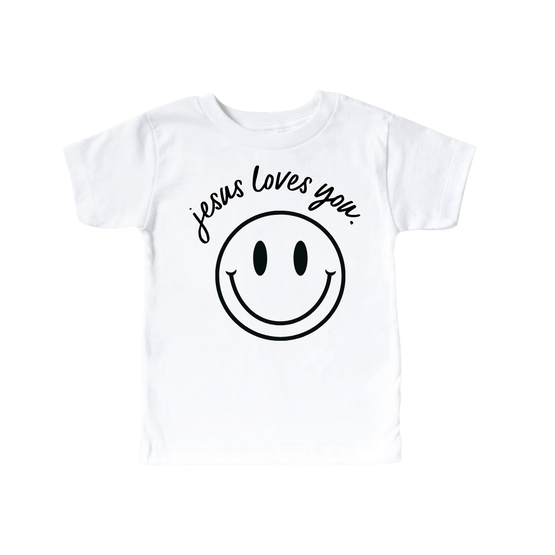 SBG Co. – wholesale Screen-printed t-shirt – Kids – Jesus Loves You Smiley Youth Tee6