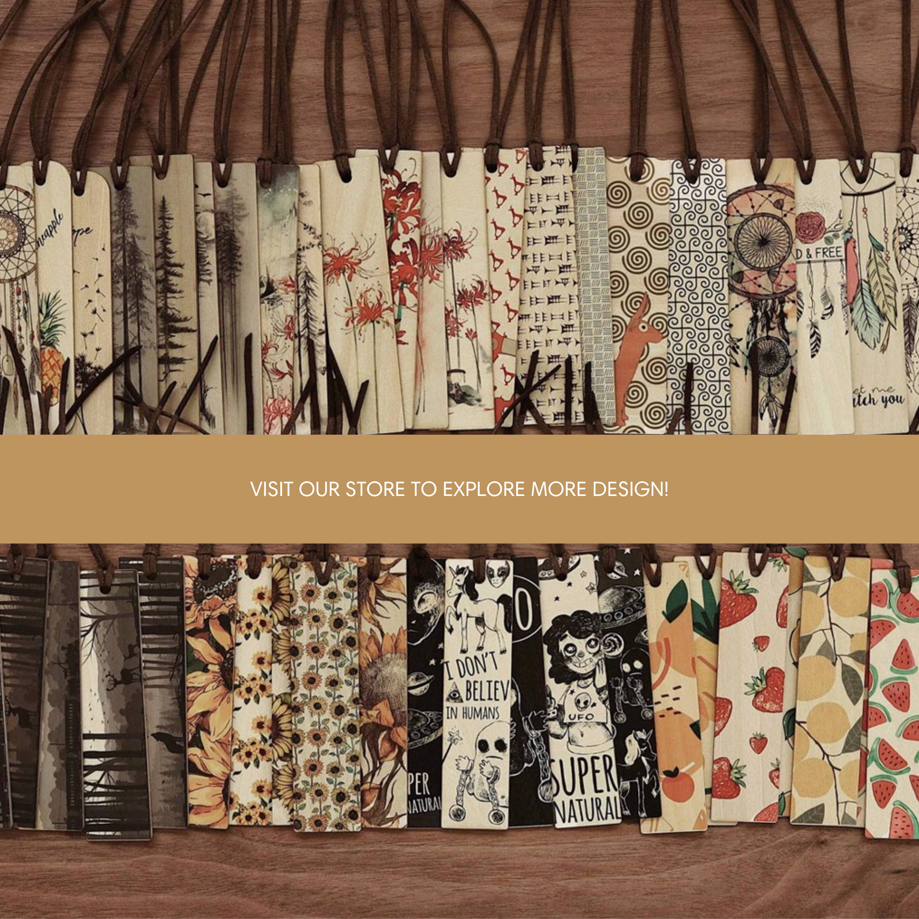 194 Craft House - Wholesale Bookmark - Floral Wood Bookmarks (Set of 5) - Home Decor and Gifts5