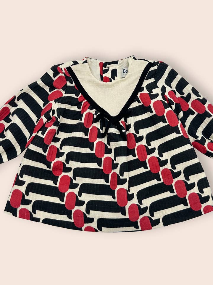 Vestido bebé retro con cuello beige en pico | Cocote x Charanga for wholesale by Charanga