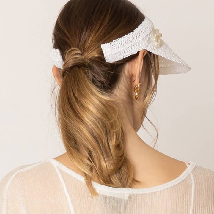Fashion City – wholesale Visor – Women's – Straw Sun Visor with Twisted Pearl Band6