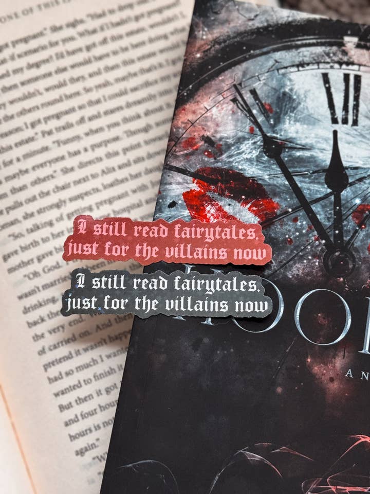 I Read Fairytales for the Villains Sticker for wholesale by Shadowbound Spines LLC