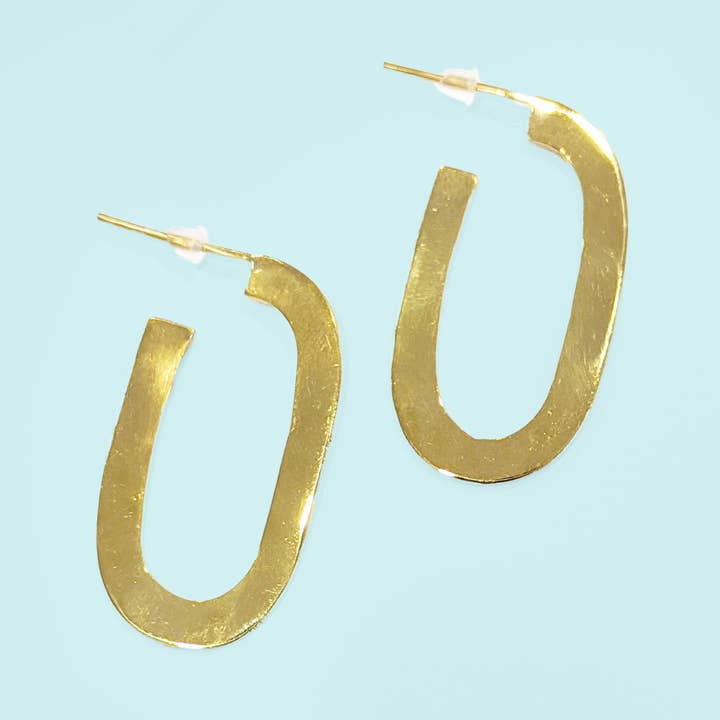 Oval Hoop Stud - Recycled Brass for wholesale by Swahili Coast