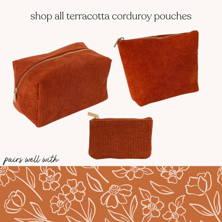 Elyse Breanne Design - Vendita all'ingrosso Astuccio - Unisex - Pochette Porta-Tutto in Velluto a Coste Terracotta3