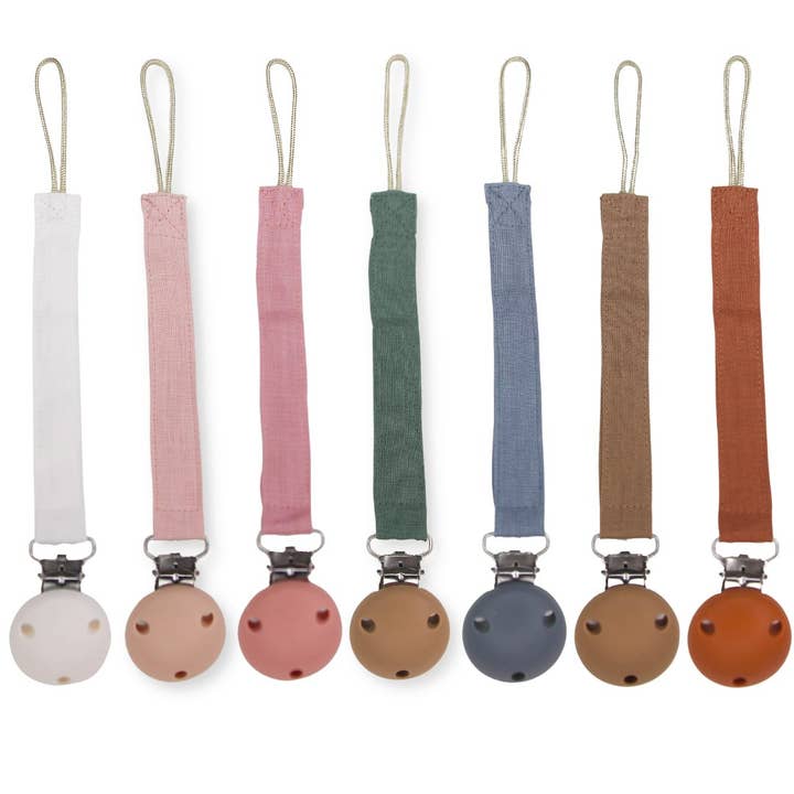 Dummy Clip - Cotton Linen & Silicone for wholesale by Zebra Babies