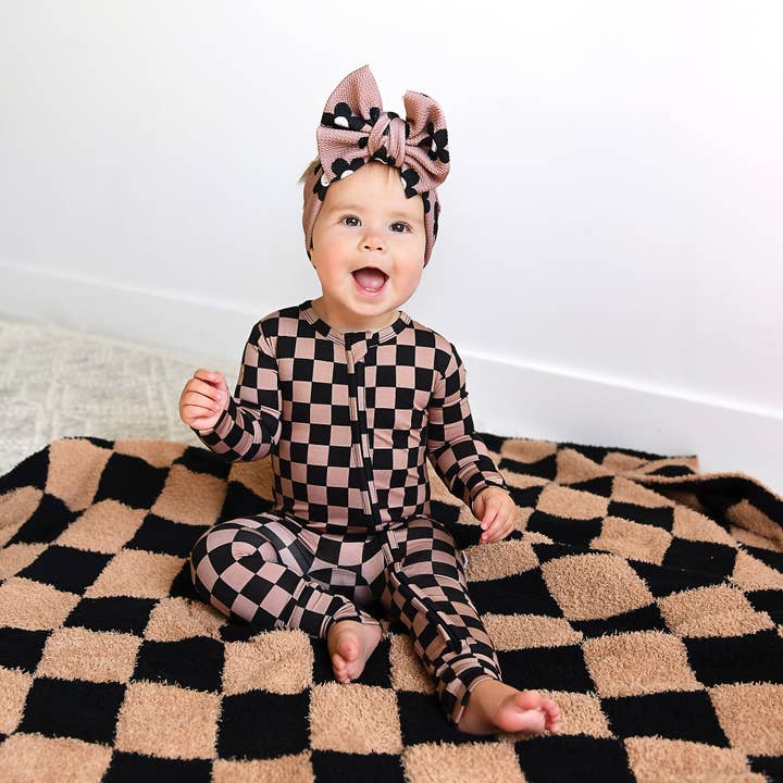 Gigi and Max - Wholesale Jumpsuit – Baby - Bentley ZIP Checks Bamboo One Piece 2 Way Zipper Baby Outfit11