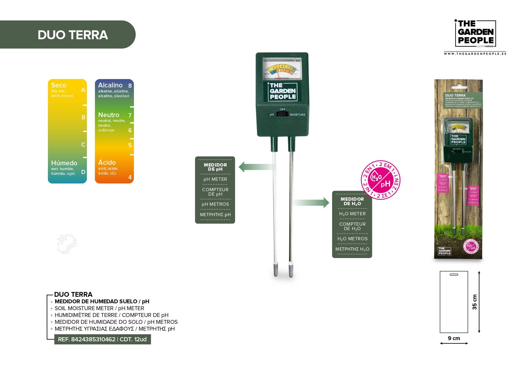 JARDIN Y NATURA OUTDOOR & GARDEN PRODUCTS SL - Wholesale Garden Tool - Moisture and pH meter for soils - DUO TERRA5
