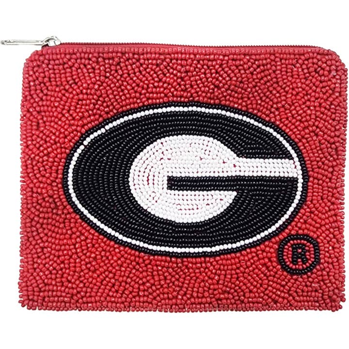 GEORGIA BULLDOG RED BEADED POUCH for wholesale by Pizzazz, Inc.