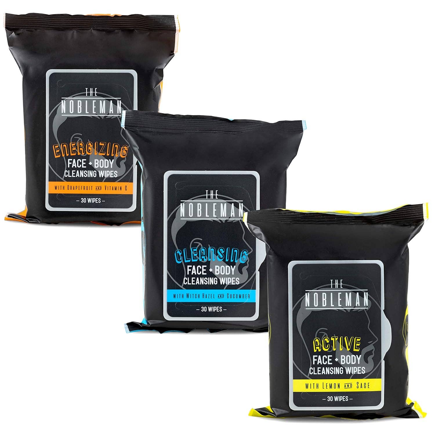 Innovarix - Venta al por mayor Toallitas faciales y corporales - Hombre - Toallitas Activas para Hombres, Limpiadoras, Energizantes 3Pack1