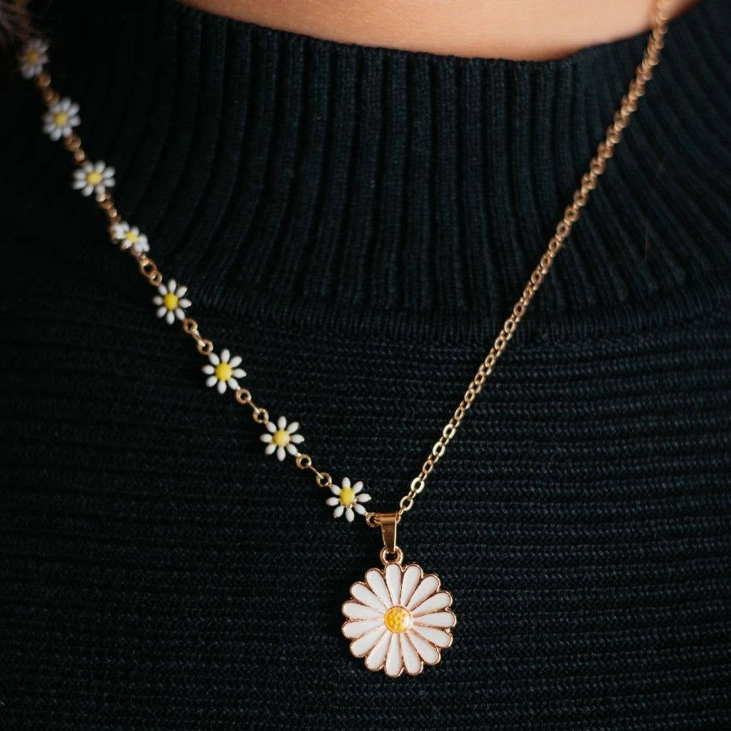 The Colourful Aura - Wholesale Pendant/Charm Necklace - Half Turquoise Floral Indie Boho Daisy Charms Choker Summer Necklace0