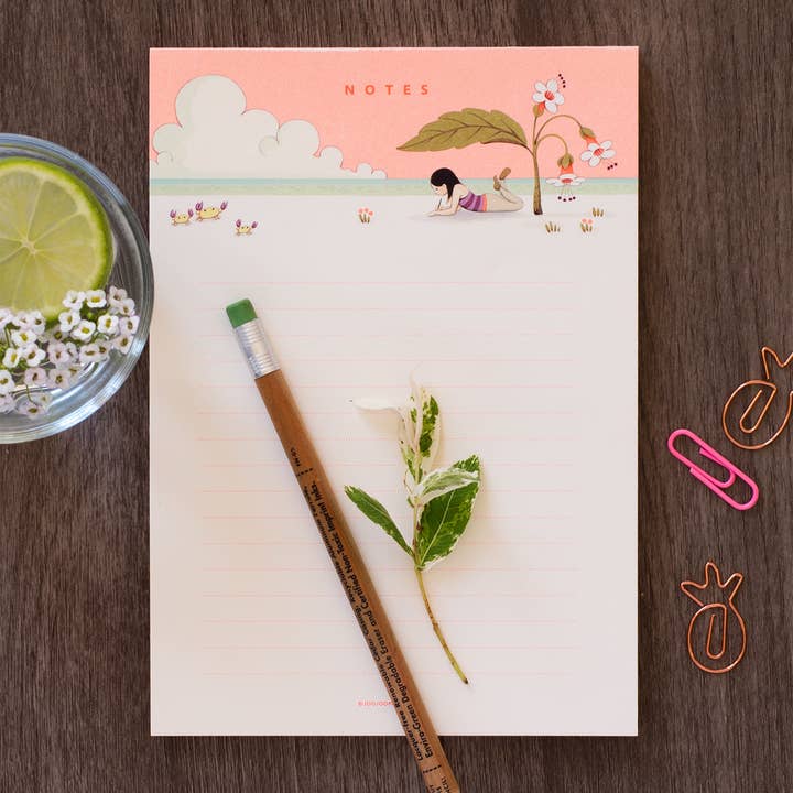 Illustrated Notepad - Coastal Girl - Memo pad for notes for wholesale by JooJoo Paper