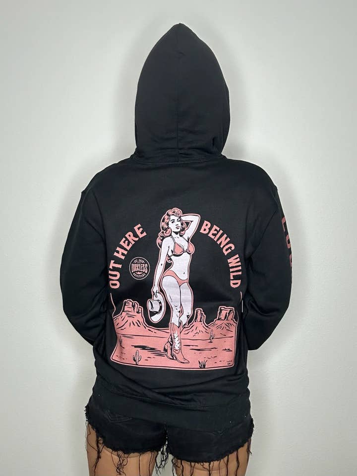 Out Here Being Wild Hoodie Dusty Coral for wholesale by Luckless Outfitters