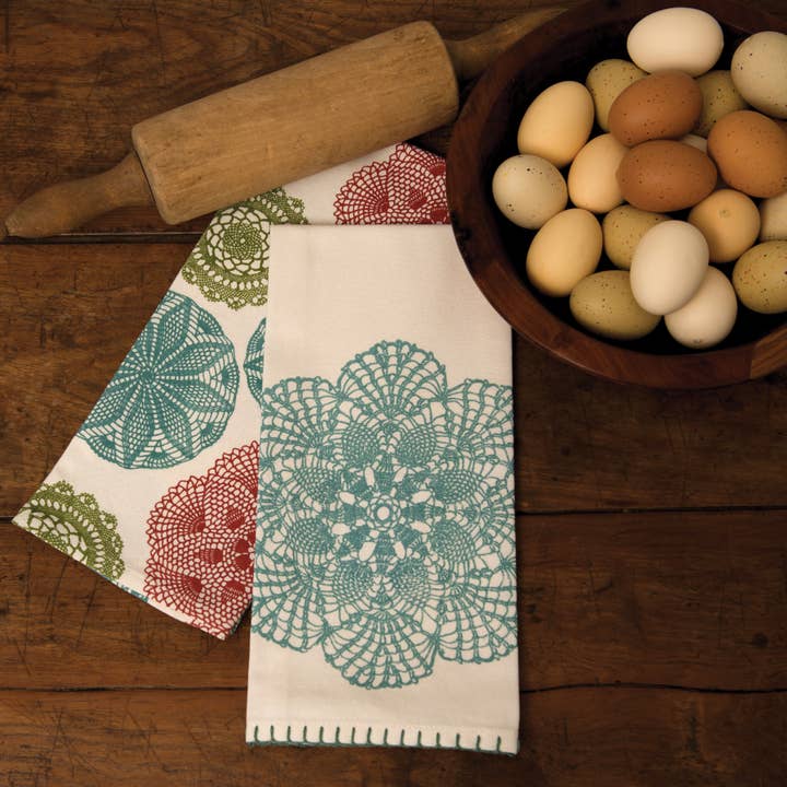 Crochet Envy 18x26 Teal Tea Towel Set of 2 for wholesale by Heritage Lace