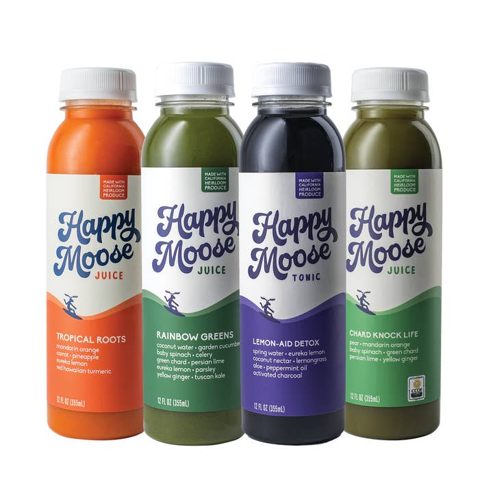 Ensemble de yoga - Jus pressé à froid - 4 recettes x 9 bouteilles pour la vente par Happy Moose Juice
