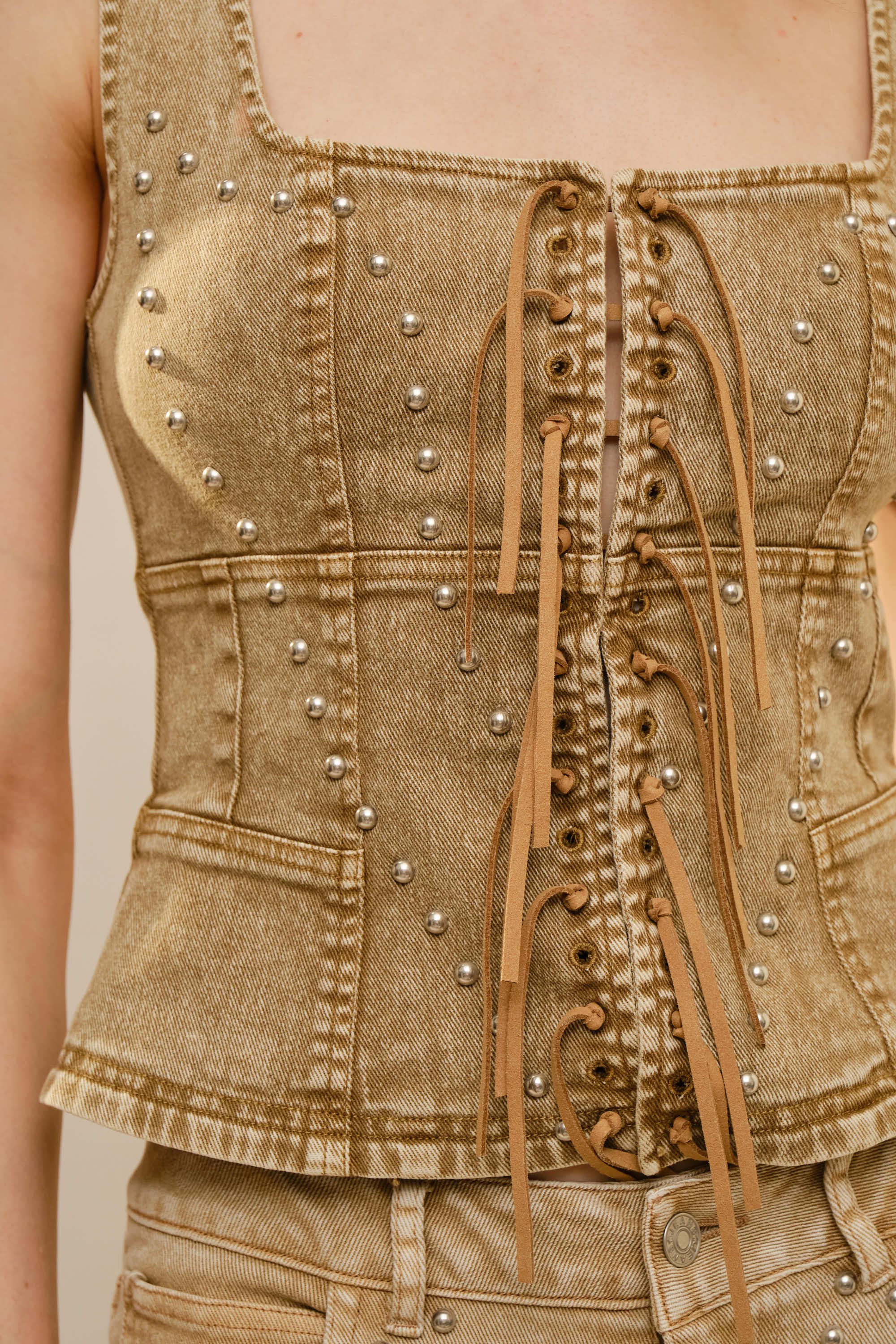 Blue B - Wholesale Outerwear Vest - Women's - 23712T Studded Fringe Denim Vest4