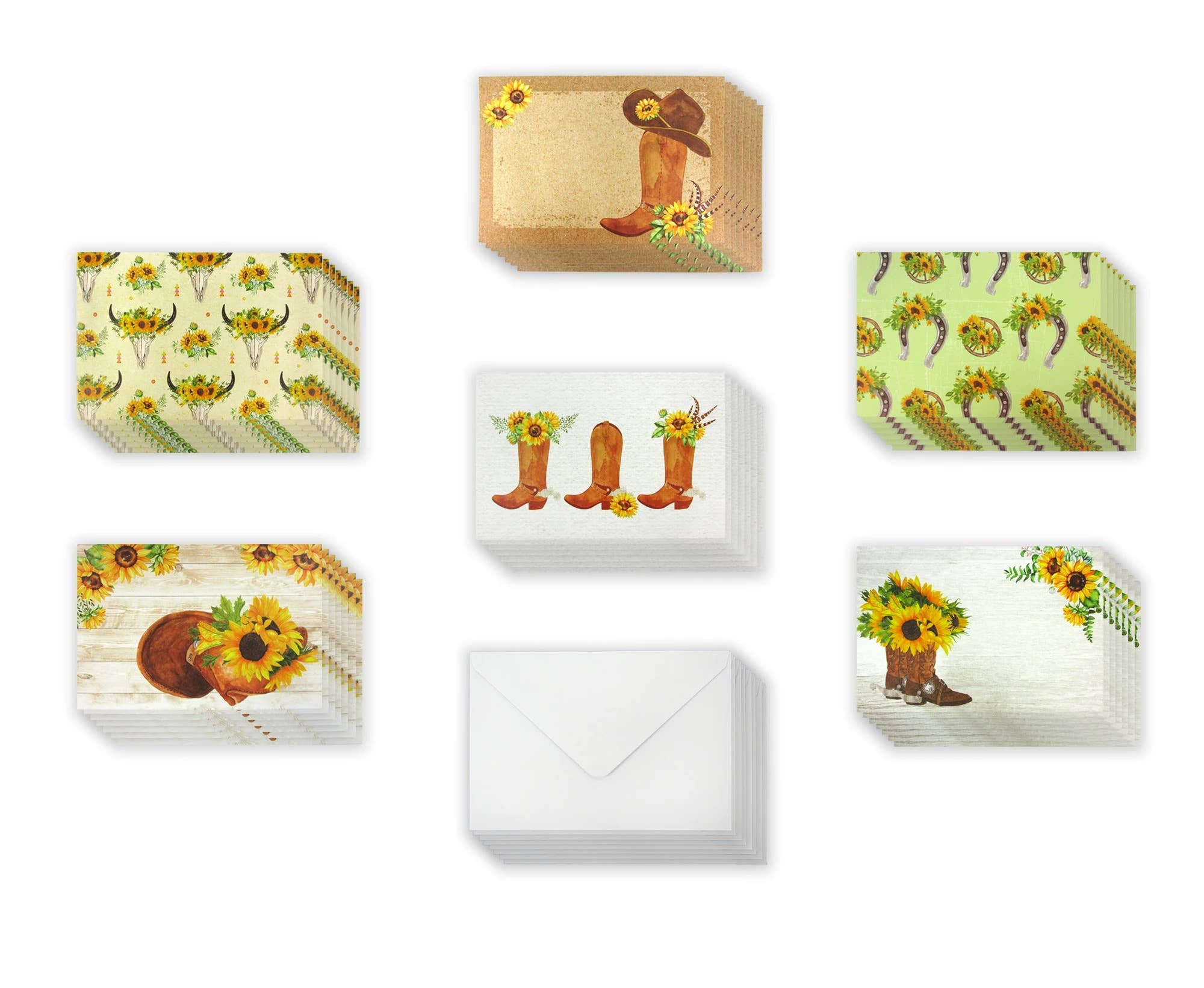Tiny Mills - Wholesale Everyday Greeting Card - Sunflower Cowboy Western - 36 Pack Assorted Greeting Card2