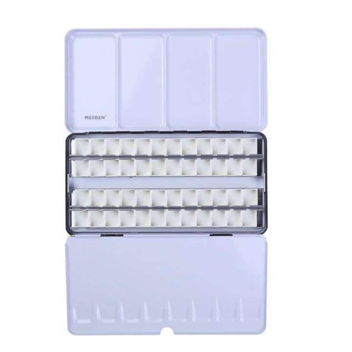 Pintar Art Supply - Wholesale Palette/Mixing Tray - MEEDEN Empty Watercolor Tin Palette, Large Travel Metal Paint Box with 52 Pcs Half Pans