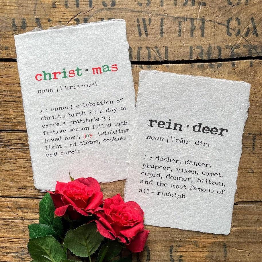 Alison Rose Vintage - Wholesale Christmas Wall Art - christmas definition print on handmade paper5