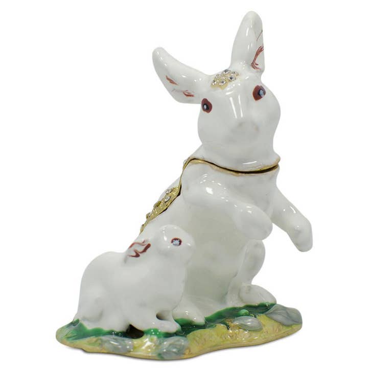 Bunny Family Jeweled Trinket Box Figurine for wholesale by BestPysanky