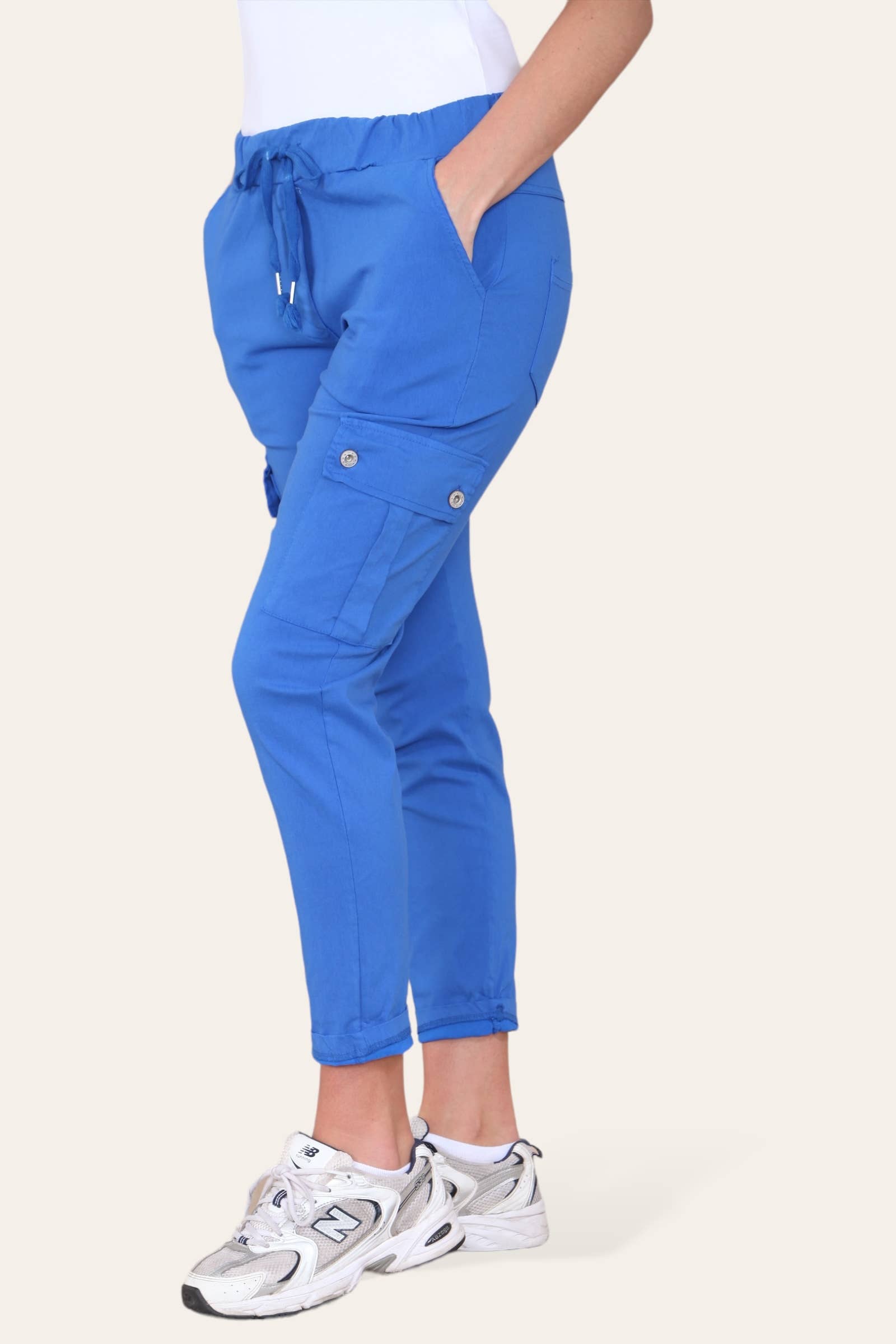 Kurt Muller – wholesale Pants – Women's – Plain Cargo Stud Pocket Bi-Stretch Magic Trousers43