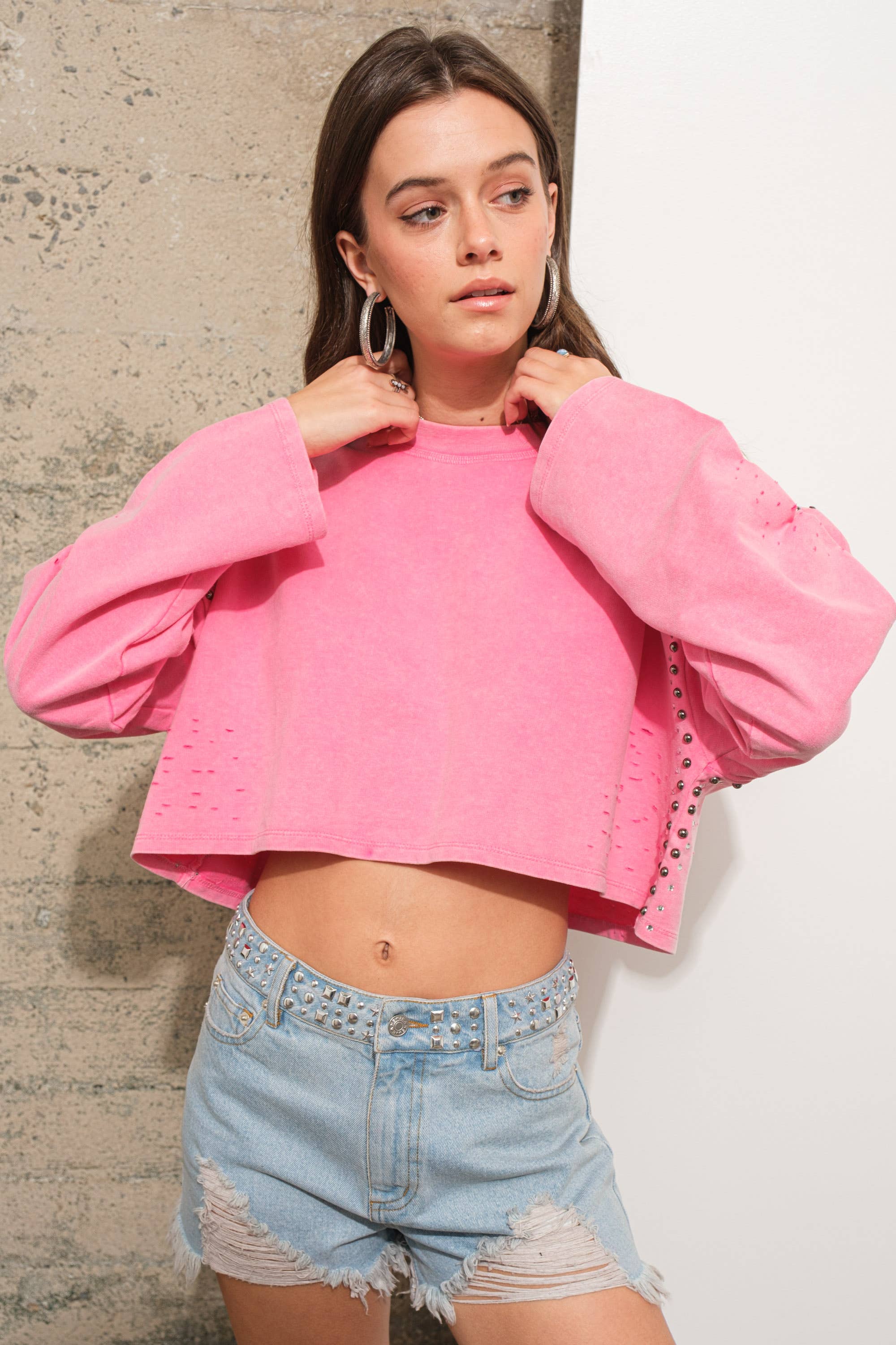 Blue B - Vente Sweat-shirt – femme - 22789T - Haut en molleton délavé9