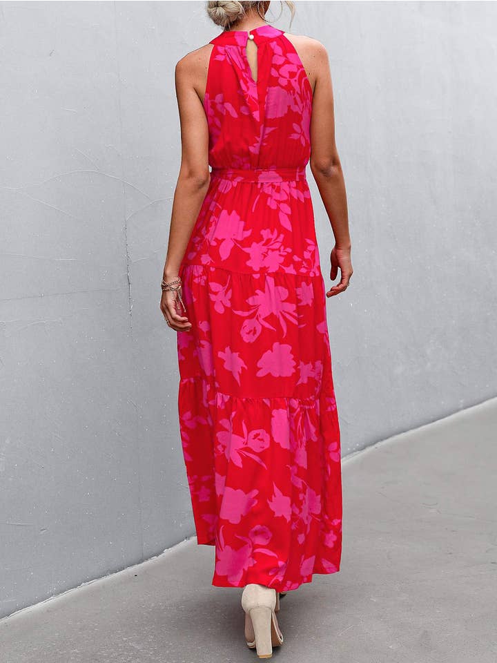 Queen Fashion - Wholesale Jurk - Dames - Halterjurk met bloemenprint en ruches aan de zoom5