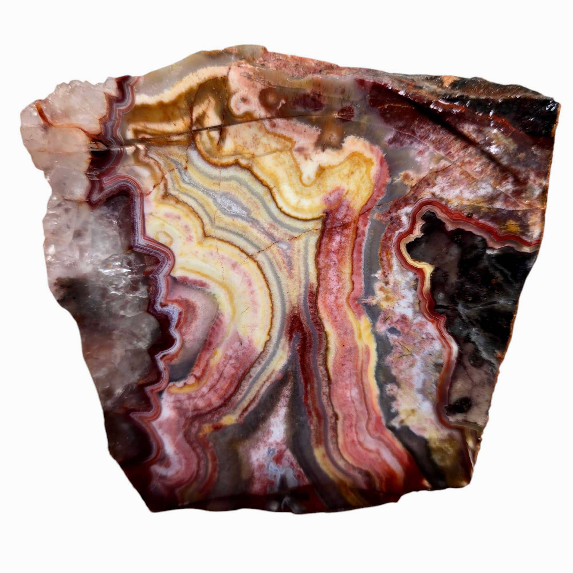 Lapidary Central - Wholesale Spiritual Stone/Crystal - Flor de Durazno Flower of Peach Lace Agate Slab Lapidary Stone Slab1