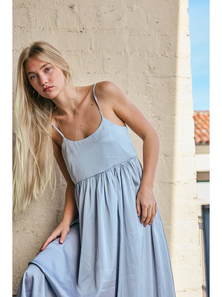 Lara Daisy - Wholesale Dress - Women's - Satin Tie-back Camisole Midi Dress