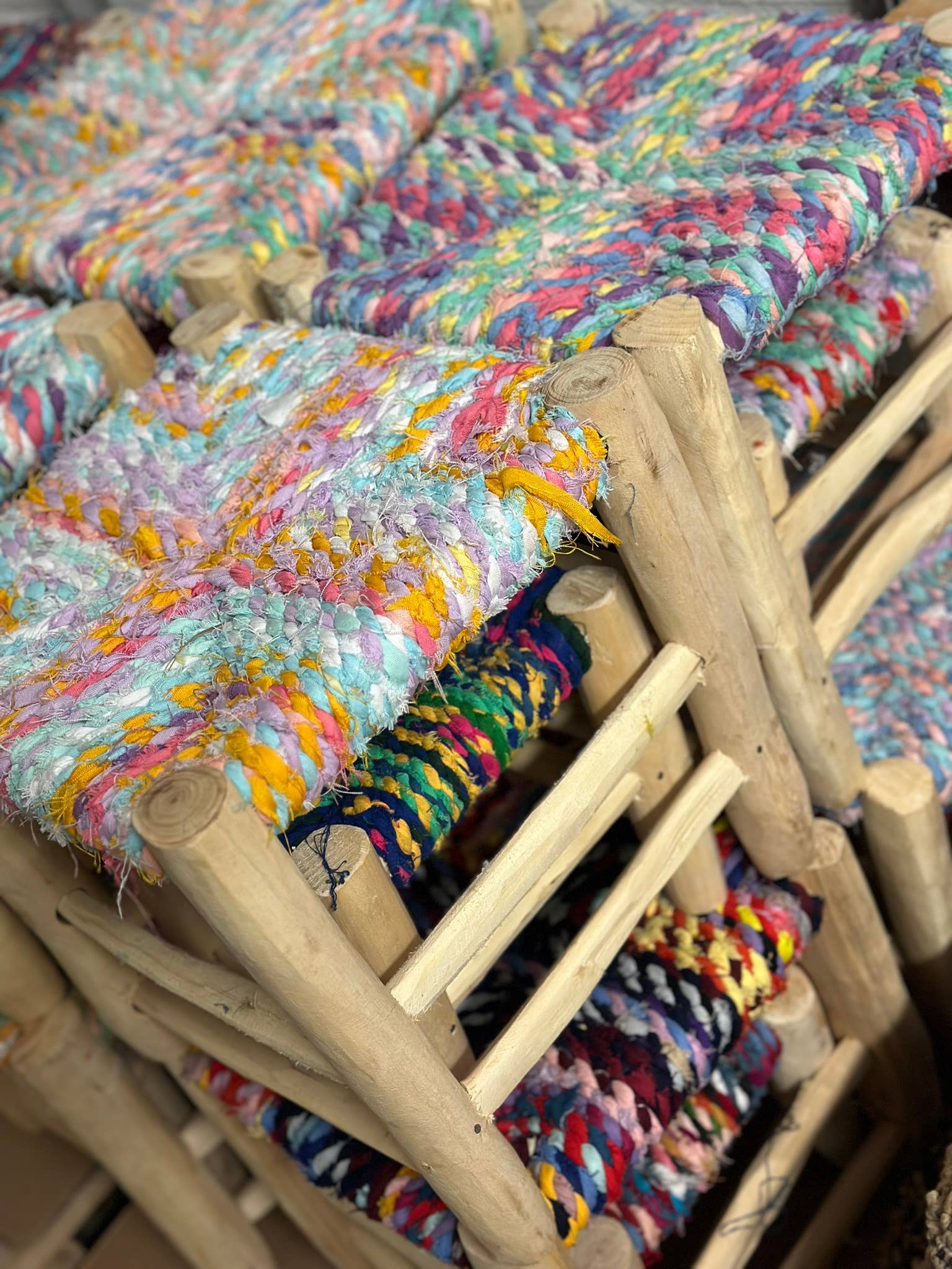 SOUK in the CITY - Wholesale Stool - Boucherouite Stools (set of 2)7