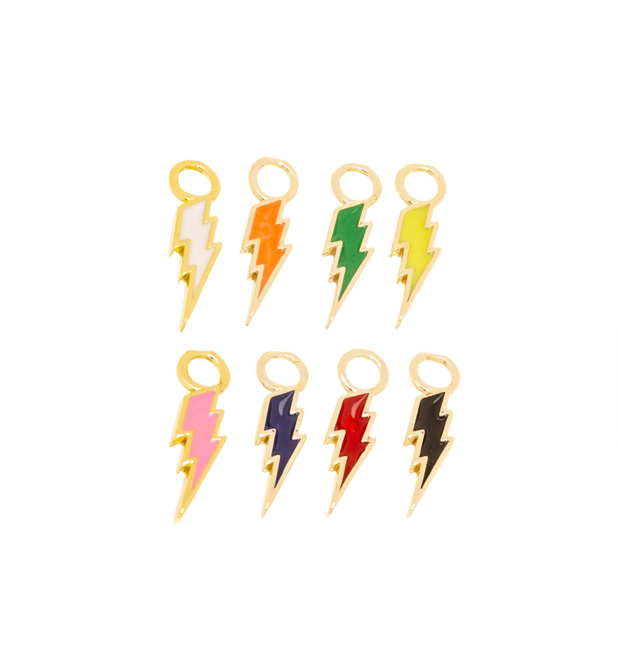 Jewel Pledge - Wholesale Individual Charm/Pendant - Gold Enamel Lightning Bolt Charms for Jewelry Making,CPG14083